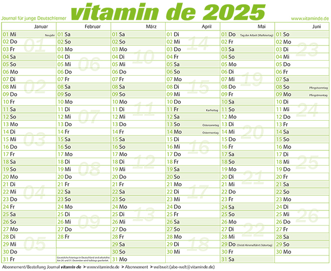 Kalender 2023 vitamin de