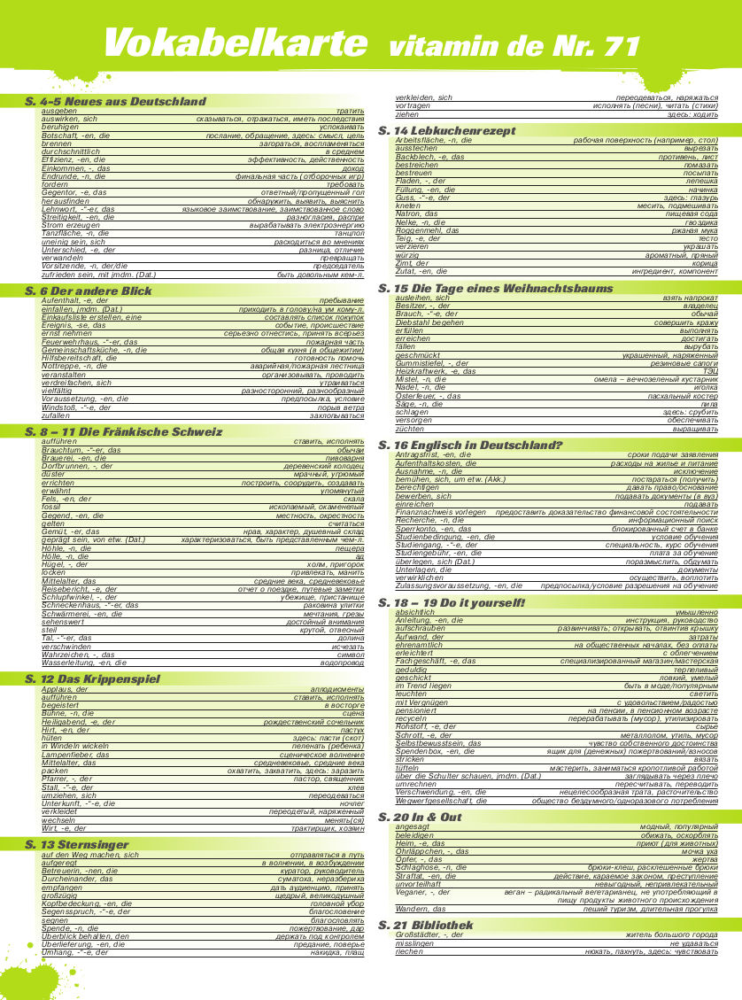 Vitamin de Ausgabe 71 Vokabelkarte