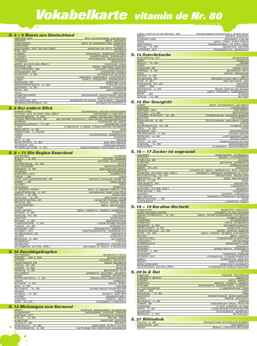 Vitamin de Ausgabe 80 Vokabelkarte