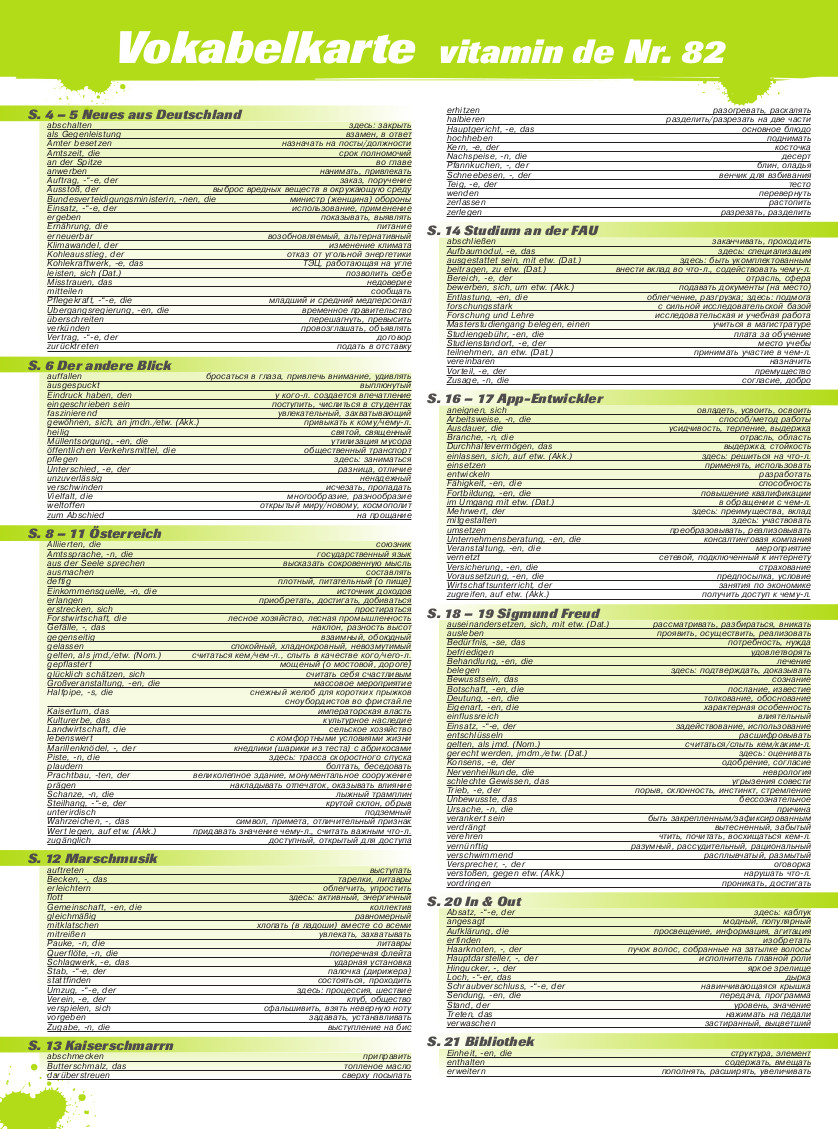 Vitamin de Ausgabe 82 Vokabelkarte