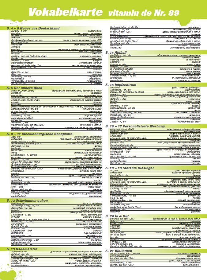 Vitamin de Ausgabe 89 Vokabelkarte