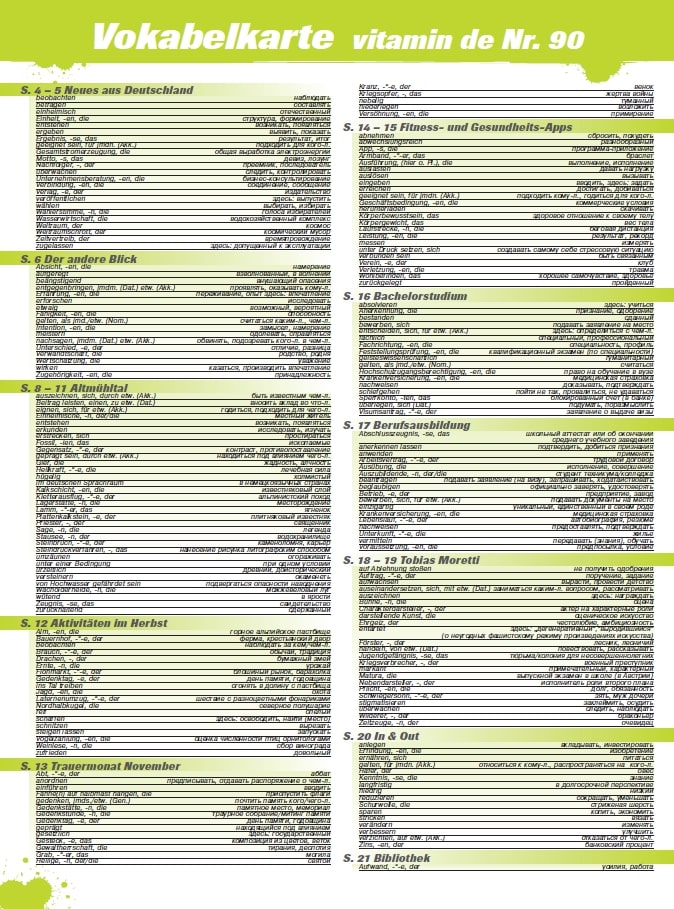 Vitamin de Ausgabe 90 Vokabelkarte