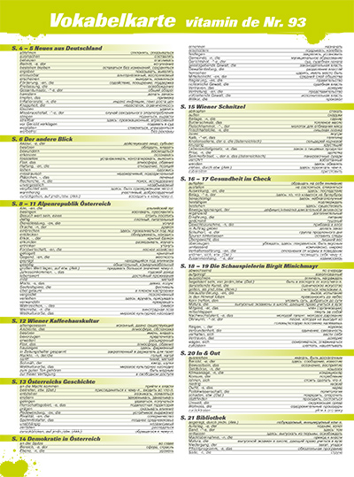 Vitamin de Ausgabe 93 Vokabelkarte