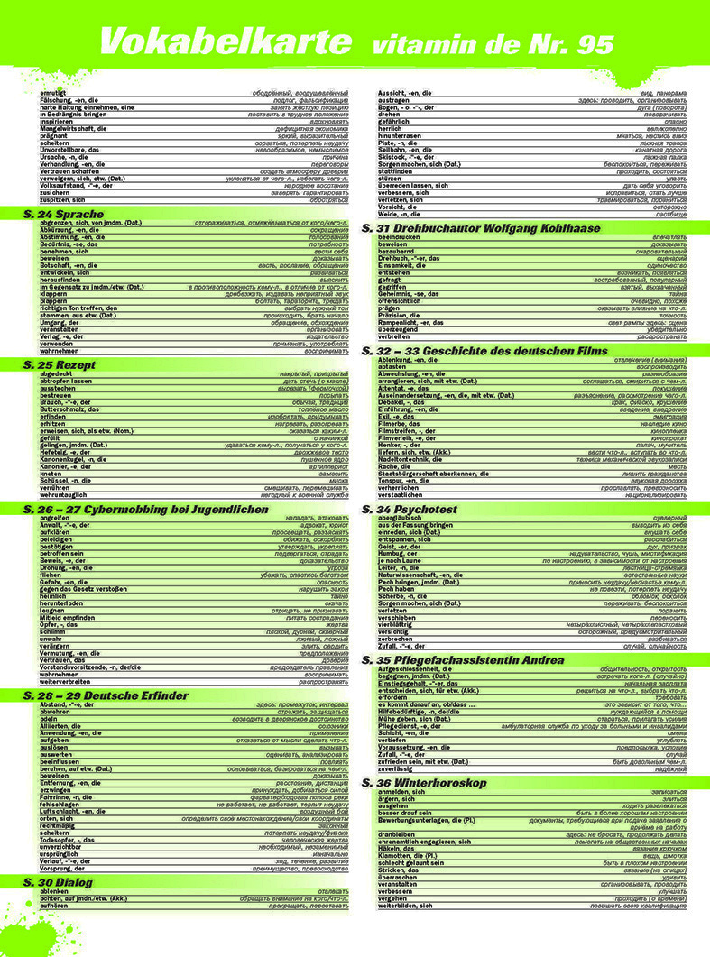 Vitamin de Ausgabe 95 Vokabelkarte