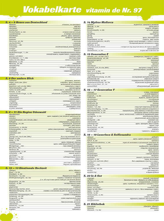 Vitamin de Ausgabe 97 Vokabelkarte